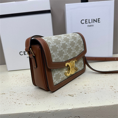 Ce**e teen triomphe bag in triomphe canvas and calfskin grege