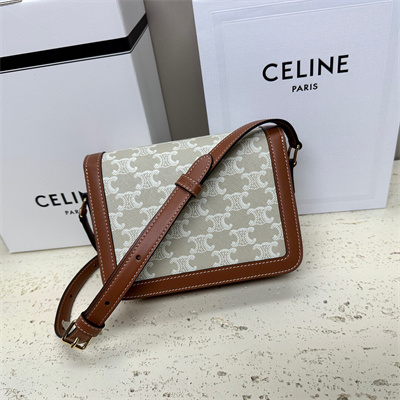 Ce**e teen triomphe bag in triomphe canvas and calfskin grege