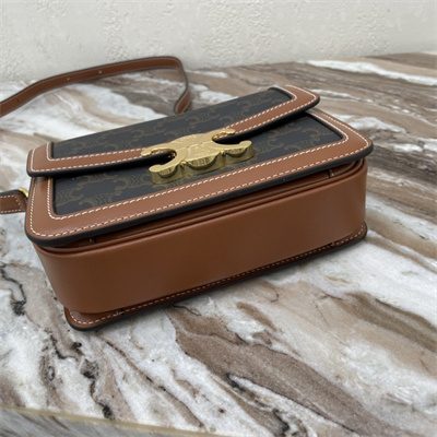 Ce**e teen triomphe bag in triomphe canvas and calfskin tan