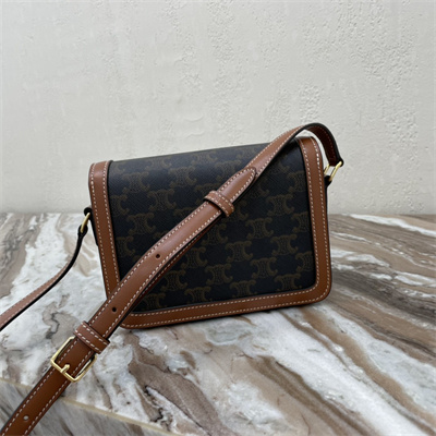 Ce**e teen triomphe bag in triomphe canvas and calfskin tan