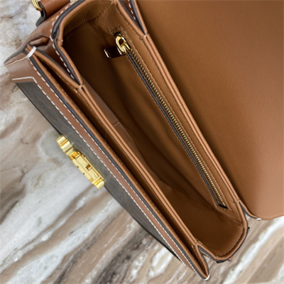 Ce**e teen triomphe bag in triomphe canvas and calfskin tan