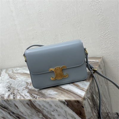 Ce**e teen triomphe bag in shiny calfskin blue color