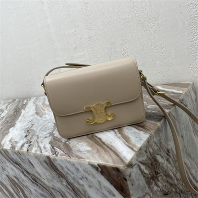 Ce**e teen triomphe bag in shiny calfskin light beige color