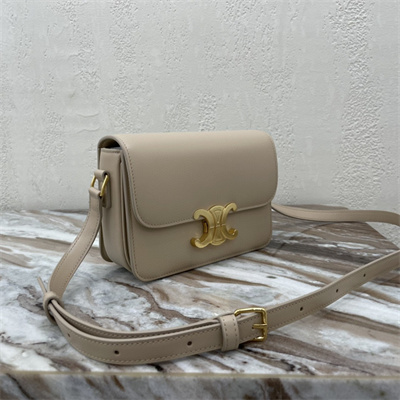 Ce**e teen triomphe bag in shiny calfskin light beige color