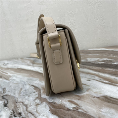 Ce**e teen triomphe bag in shiny calfskin light beige color