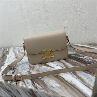 Ce**e teen triomphe bag in shiny calfskin light beige color