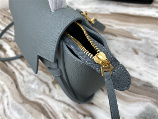 Ce**e nano belt bag in dusty  blue grained calfskin