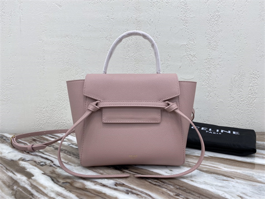 Ce**e nano belt bag in pink grained calfskin