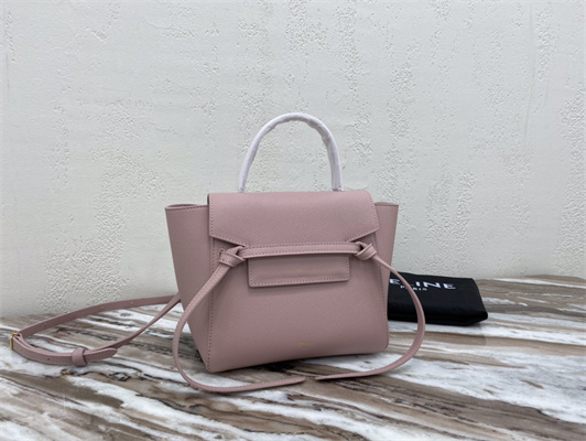 Ce**e nano belt bag in pink grained calfskin