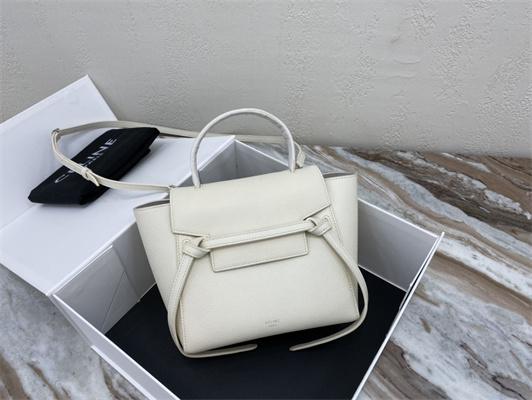 Ce**e nano belt bag in white grained calfskin