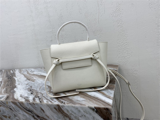 Ce**e nano belt bag in white grained calfskin