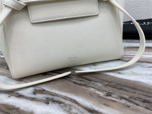 Ce**e nano belt bag in white grained calfskin