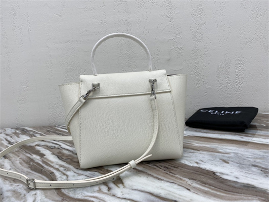 Ce**e nano belt bag in white grained calfskin