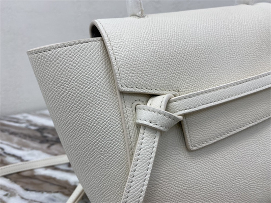 Ce**e nano belt bag in white grained calfskin