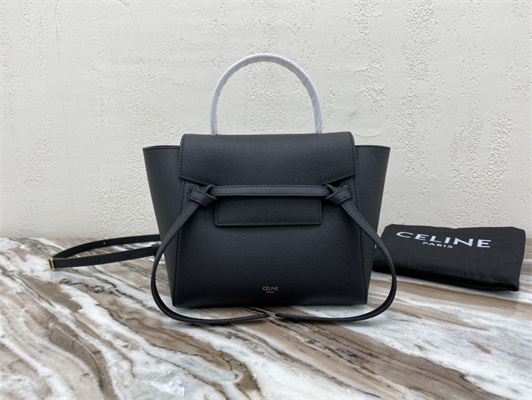 Ce**e nano belt bag in black grained calfskin