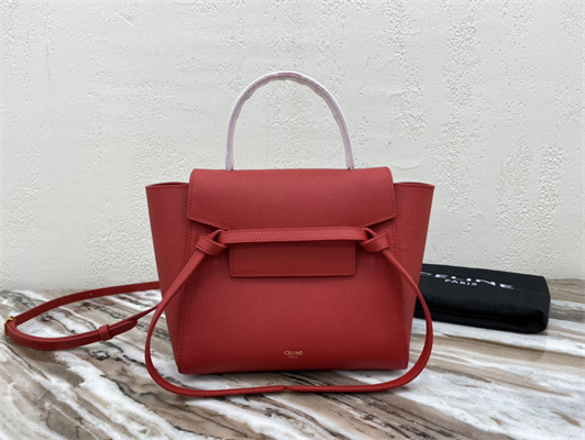 Ce**e nano belt bag in red grained calfskin