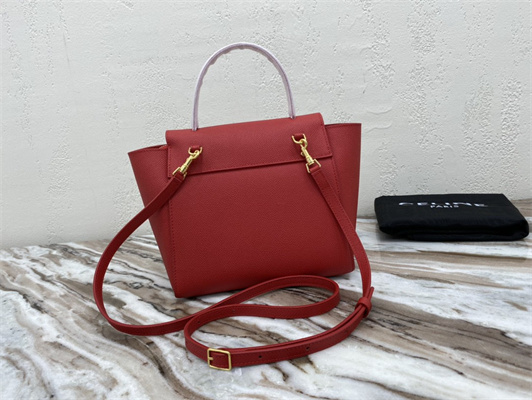 Ce**e nano belt bag in red grained calfskin