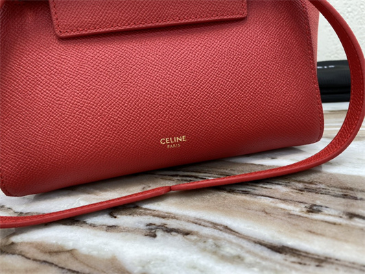 Ce**e nano belt bag in red grained calfskin