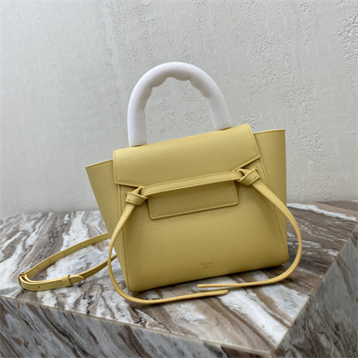 Ce**e nano belt bag in yellow grained calfskin