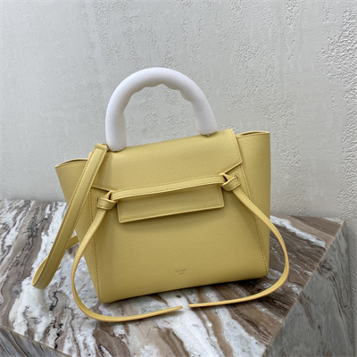 Ce**e micro belt bag in yellow grained calfskin