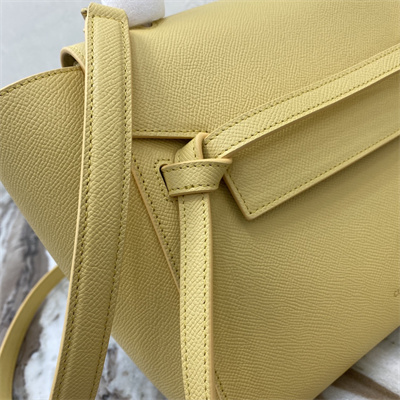 Ce**e micro belt bag in yellow grained calfskin
