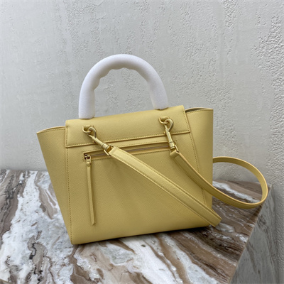 Ce**e micro belt bag in yellow grained calfskin