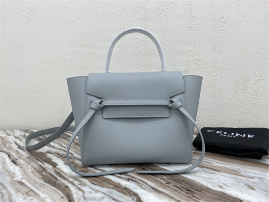 Ce**e micro belt bag in dusty blue grained calfskin