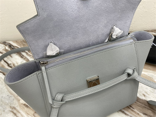 Ce**e micro belt bag in dusty blue grained calfskin