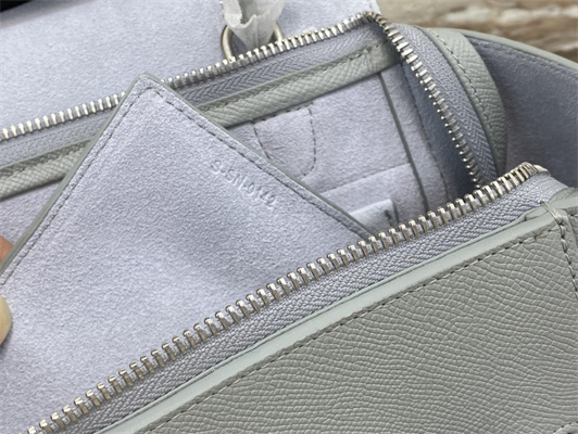 Ce**e micro belt bag in dusty blue grained calfskin