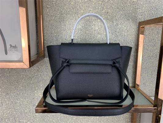 Ce**e micro belt bag in black grained calfskin