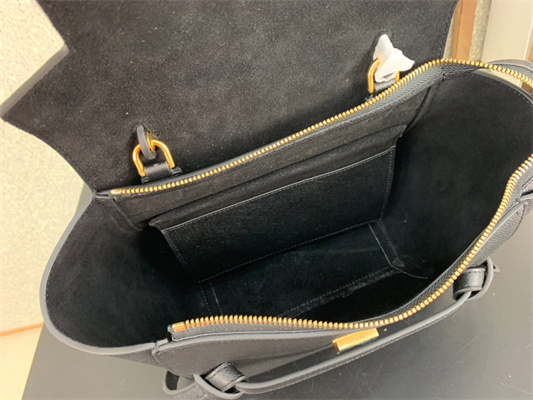 Ce**e micro belt bag in black grained calfskin