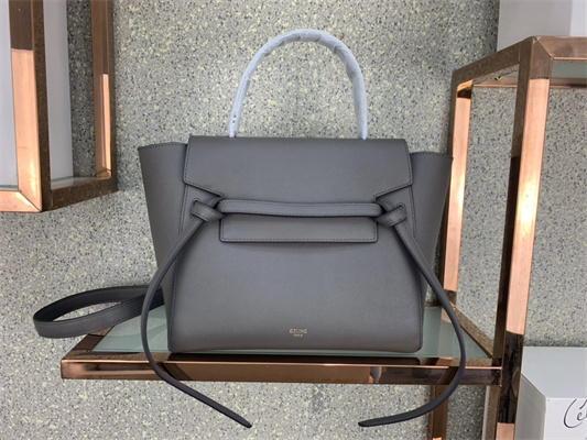 Ce**e micro belt bag in grey grained calfskin