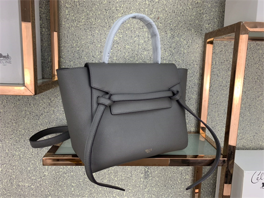Ce**e micro belt bag in grey grained calfskin