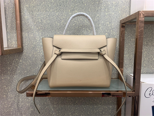 Ce**e micro belt bag in light beige grained calfskin