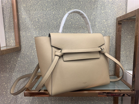 Ce**e micro belt bag in light beige grained calfskin