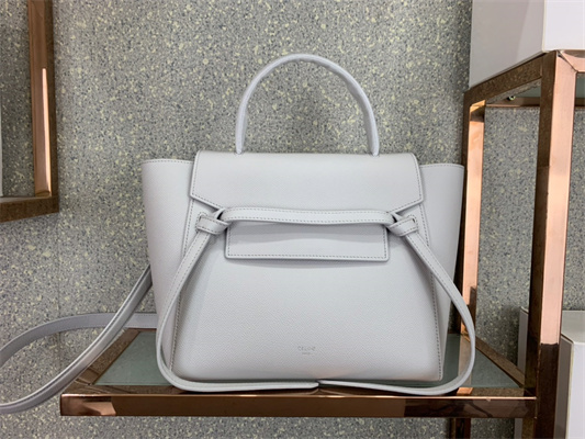 Ce**e micro belt bag in white grained calfskin