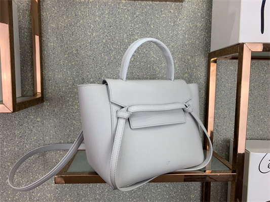 Ce**e micro belt bag in white grained calfskin
