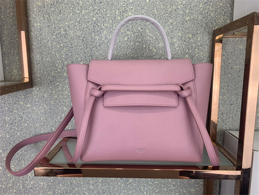 Ce**e micro belt bag in pink grained calfskin