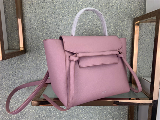 Ce**e micro belt bag in pink grained calfskin