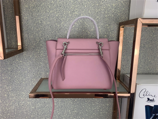 Ce**e micro belt bag in pink grained calfskin