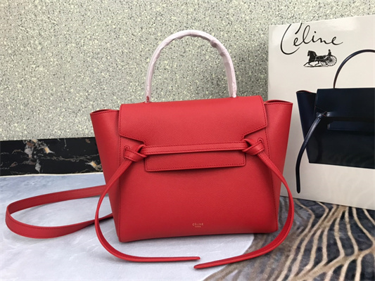 Ce**e micro belt bag in red grained calfskin