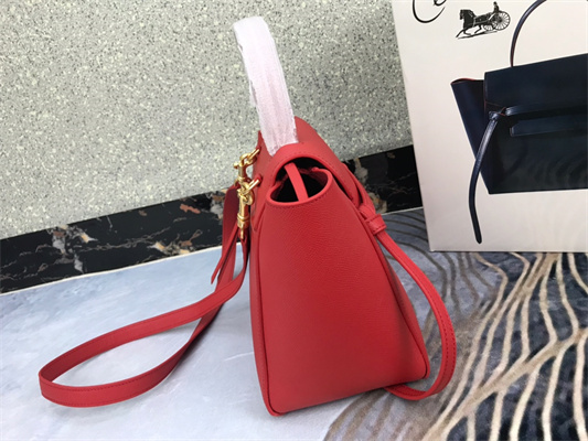 Ce**e micro belt bag in red grained calfskin