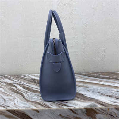 Ce**e micro luggage bag in blue drummed calfskin silver tone metal