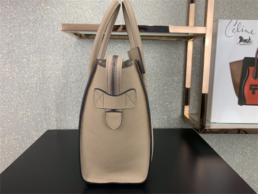 Ce**e micro luggage bag in dune drummed calfskin silver tone metal