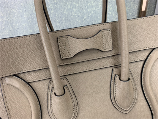 Ce**e micro luggage bag in dune drummed calfskin silver tone metal