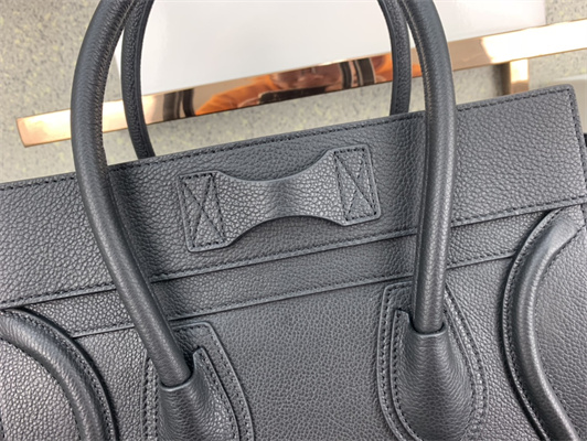 Ce**e micro luggage bag in black drummed calfskin silver tone metal