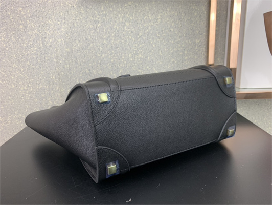 Ce**e micro luggage bag in black drummed calfskin gold tone metal