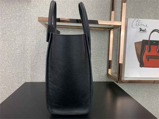 Ce**e micro luggage bag in black drummed calfskin gold tone metal