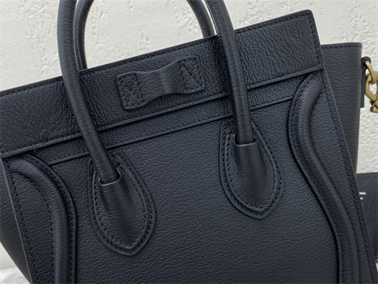 Ce**e nano luggage bag in black drummed calfskin gold tone metal