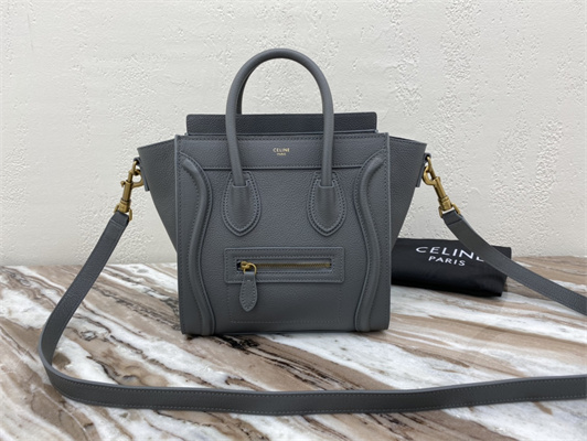 Ce**e nano luggage bag in kohl drummed calfskin gold tone metal